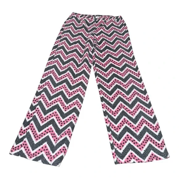 Coastal Club Girls XL 14/16 Pajama Set Pink Black Chevron Fleece 2pc PJ Set - Picture 4 of 9
